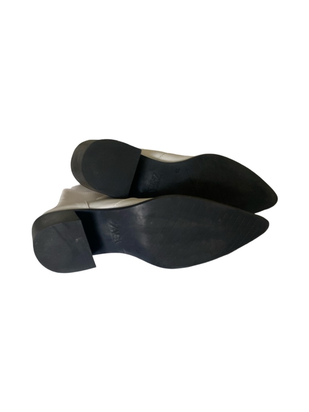 Cream Pointed-Toe Ankle Booties with Side Zip - Picture 4 of 10